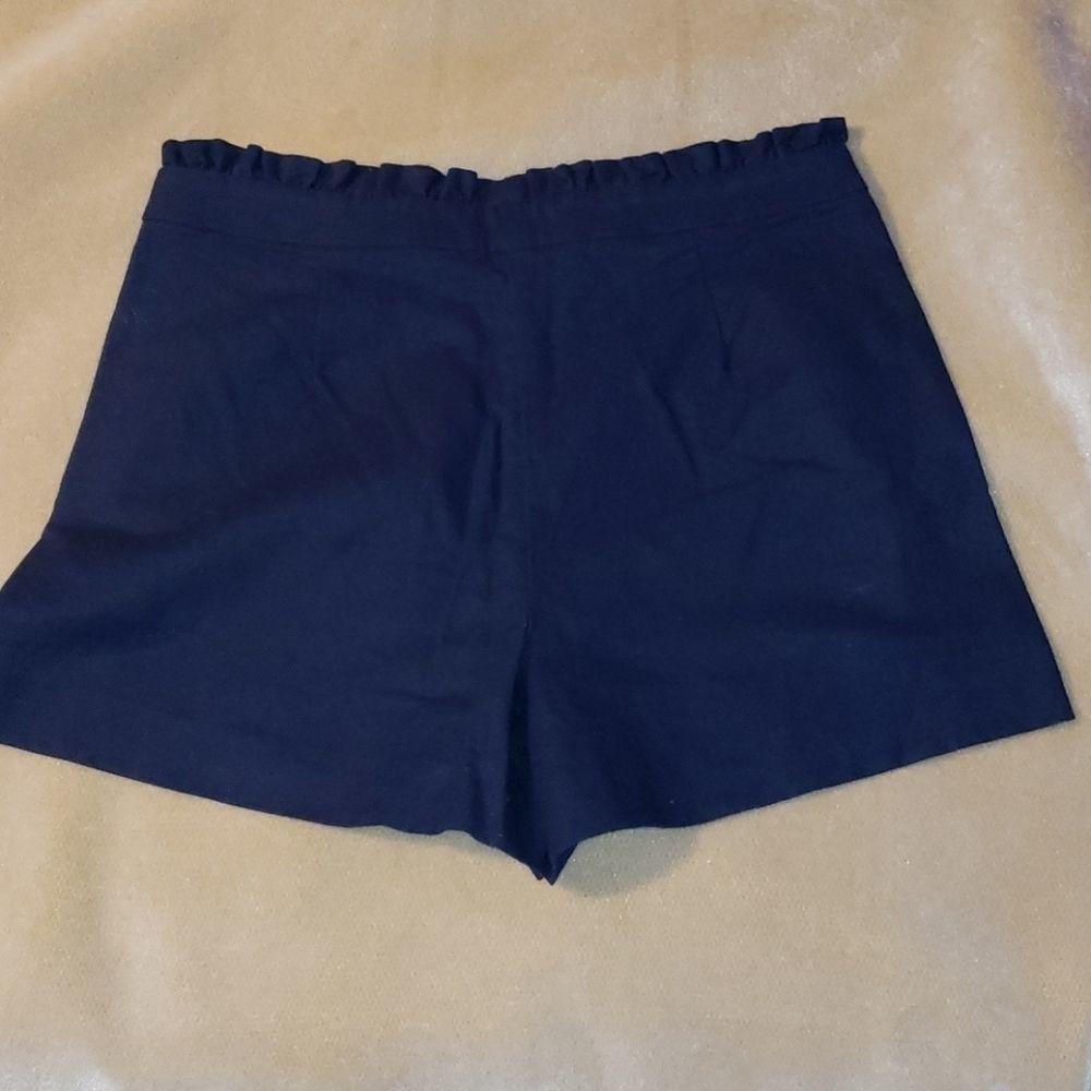 J Crew‎ Ruffle Top & Pocket Linen Blend Shorts Navy - Picture 4 of 6